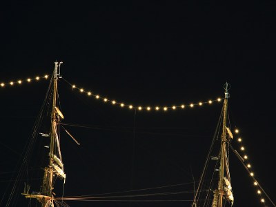 The Sail Training Ship made in Uraga(SHI Uraga). This shipbuilding company concerns to Yokosuka Irony Shipyard.<br /><br />Light-reflected ropes drawing on the night, with the illumination at top of the mast! :)