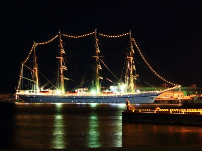 Sail Training Ship - Nippon Maru at Kurihama Port(Night)