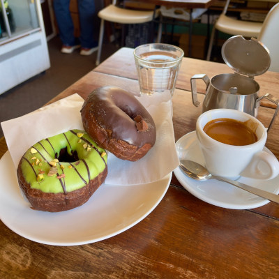 Donuts with our mind from Misaki(⑉ ॢ• • ॢ⑉)❤︎ Pistachio Ganache with Espresso.