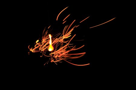 Japanese sparkler talks warmly in summer night...