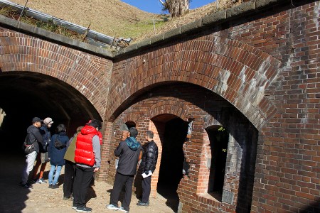 Brick rooms along the tunnel